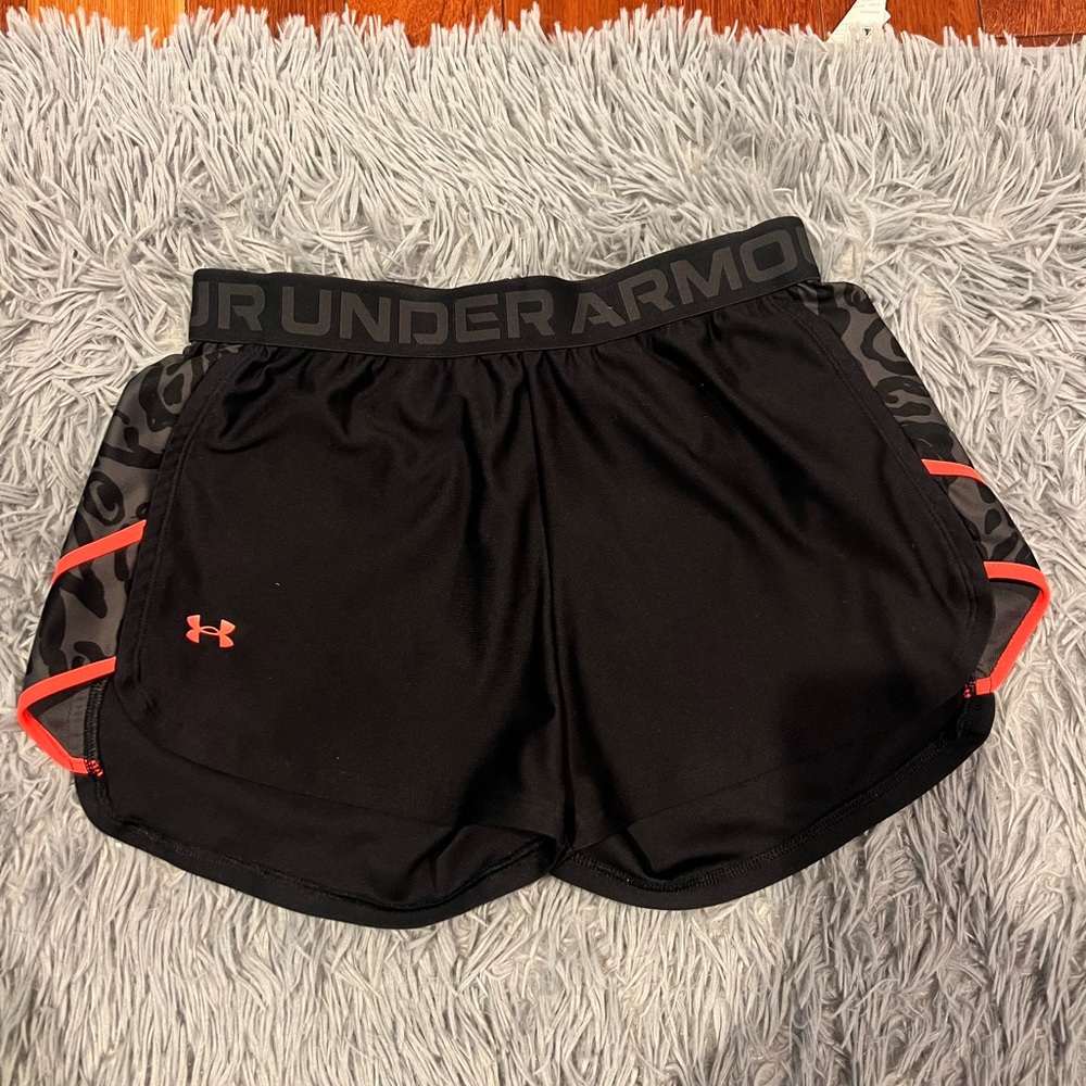 Under Armour Women's Black Shorts with Pink Highlights